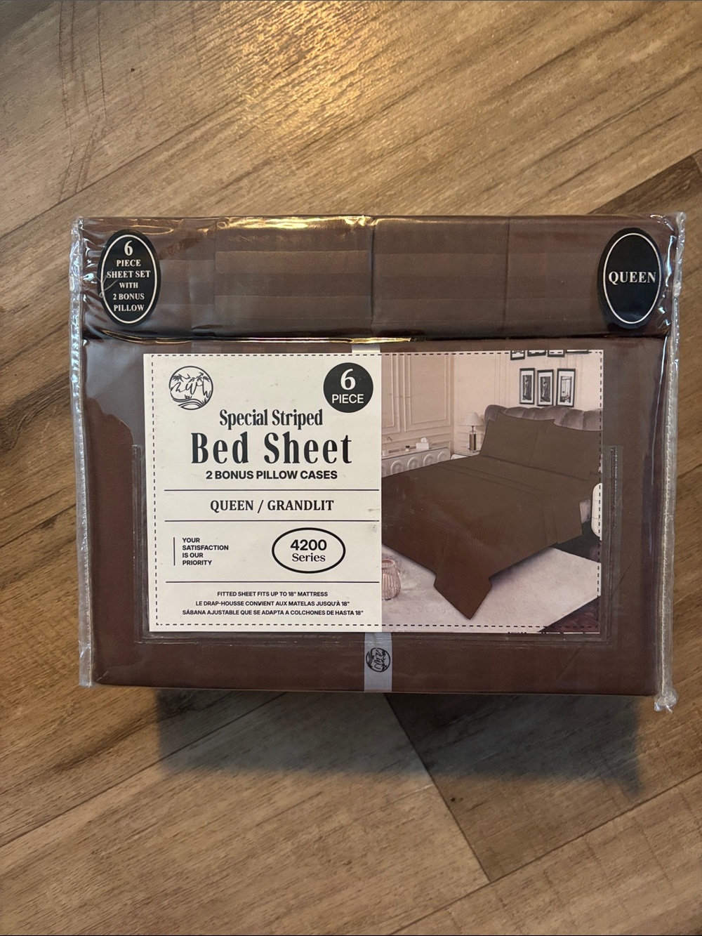 Special Striped Queen Bed Sheet Set - Brown